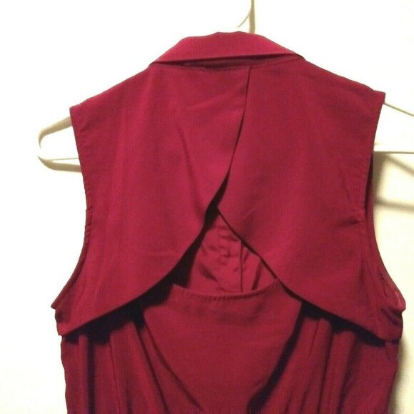 Anthropologie Olive & Oak cocktail Dress Studded collar Burgundy keyhole back - Picture 6 of 9